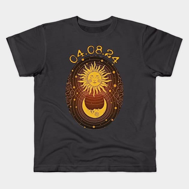 TOTAL SOLAR ECLIPSE 04.08.24 Kids T-Shirt by ryanmpete